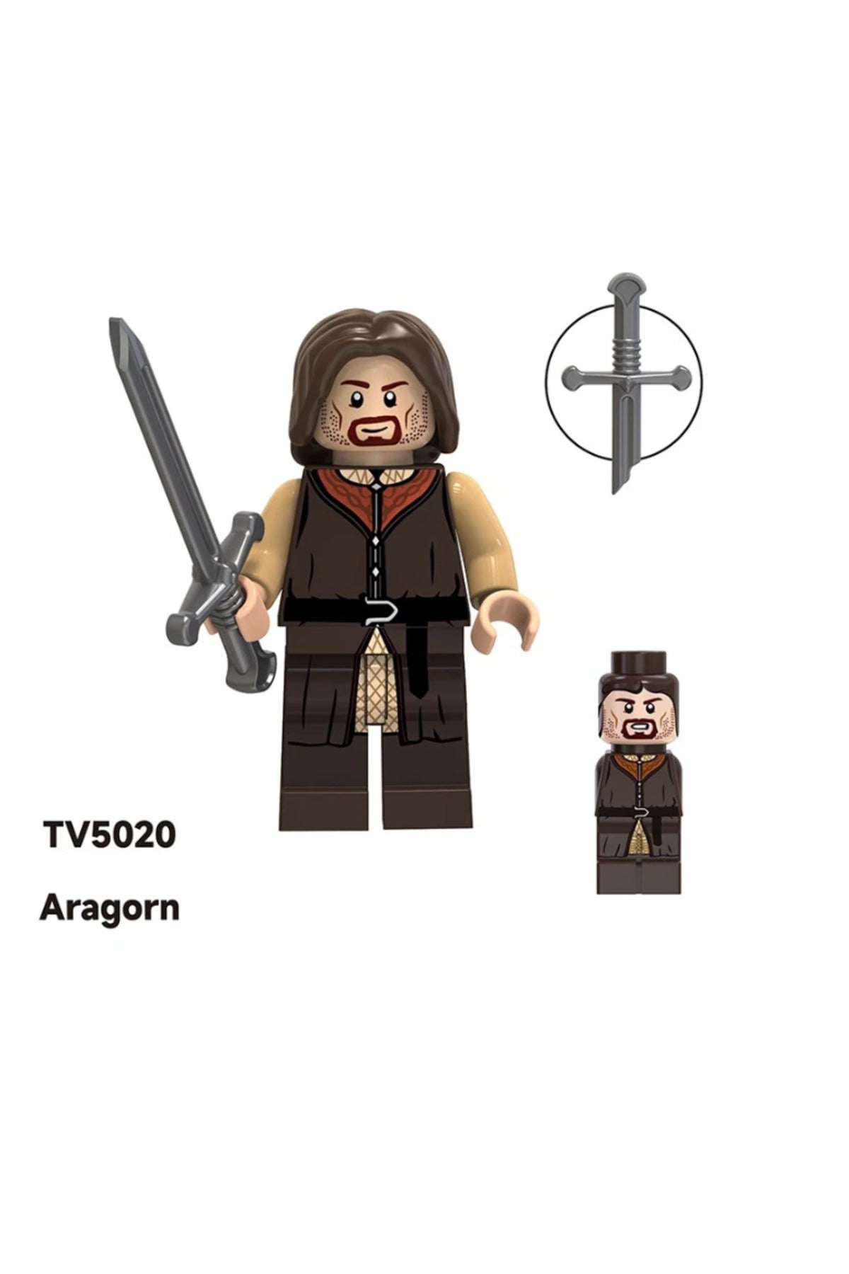 Aragorn LOTR Yüzük Kardeşliği Figür Yapı Blok Oyuncak(Custom Özel Tasarım Minik Figürlü Paket)
