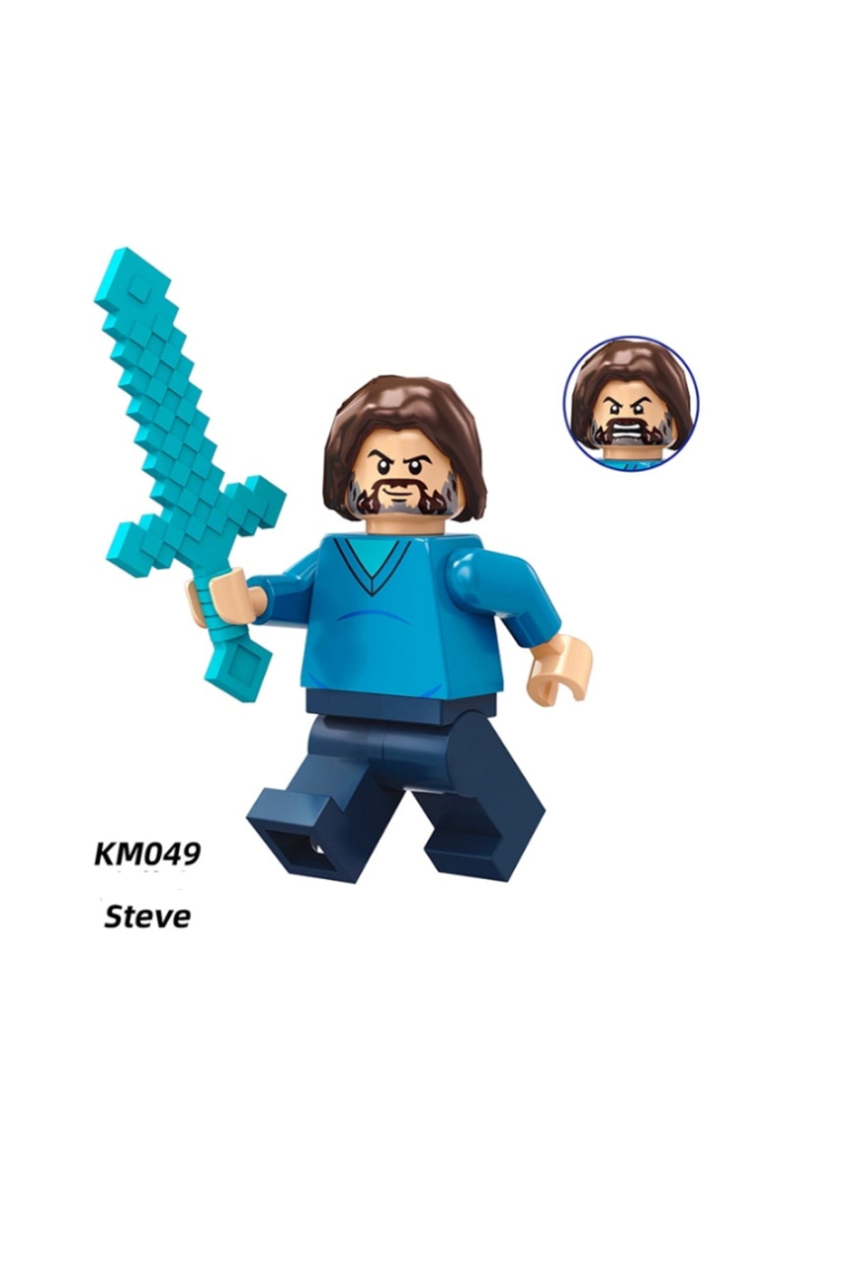 Minecraft Steve Elmas Kılıçlı Figür Yapı Blok Oyuncak(Custom Model)