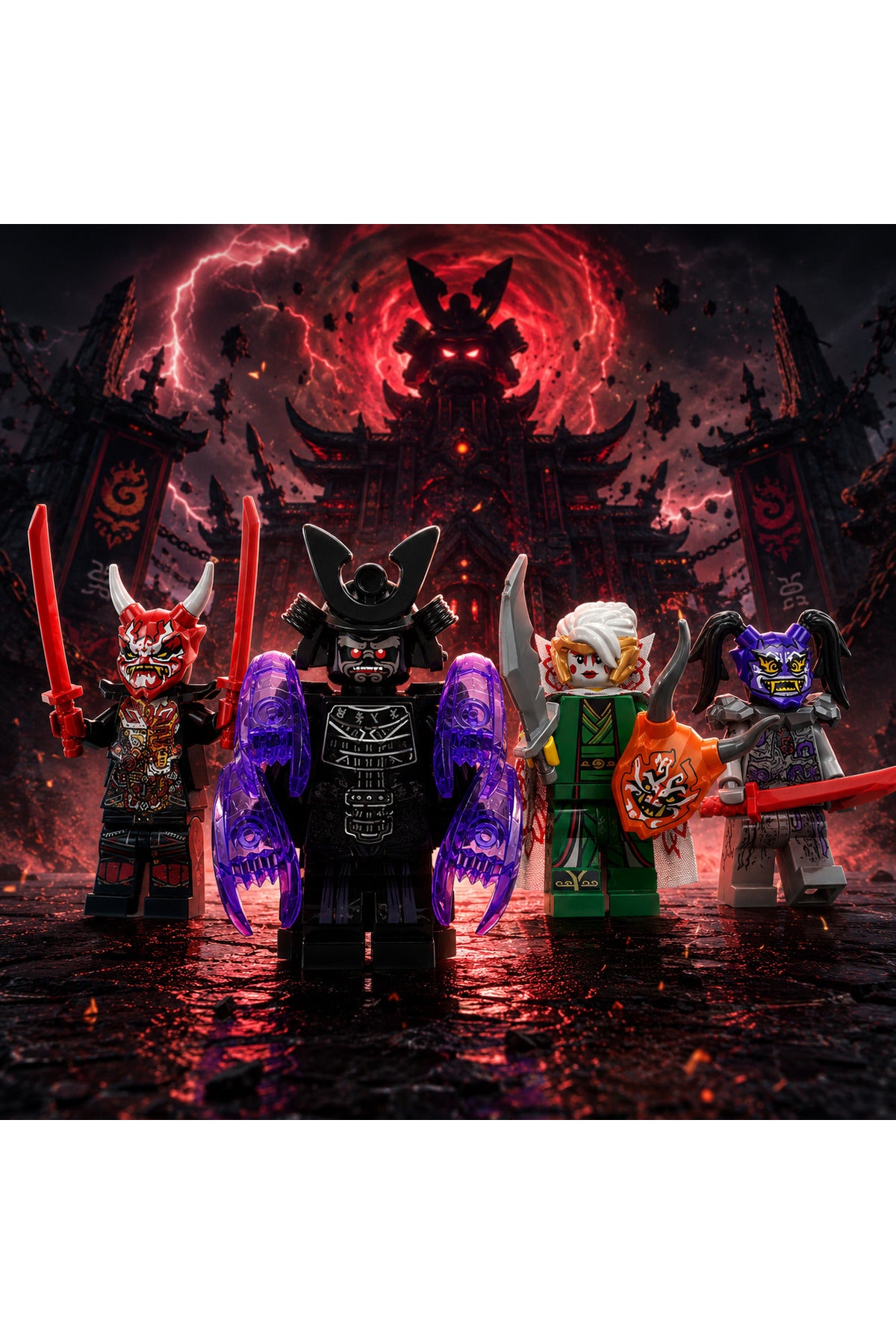 Lord Garmadon Oni Harumi Oni Mr e Prenses Harumi Son of Garmadon dörtlü minifigür seti