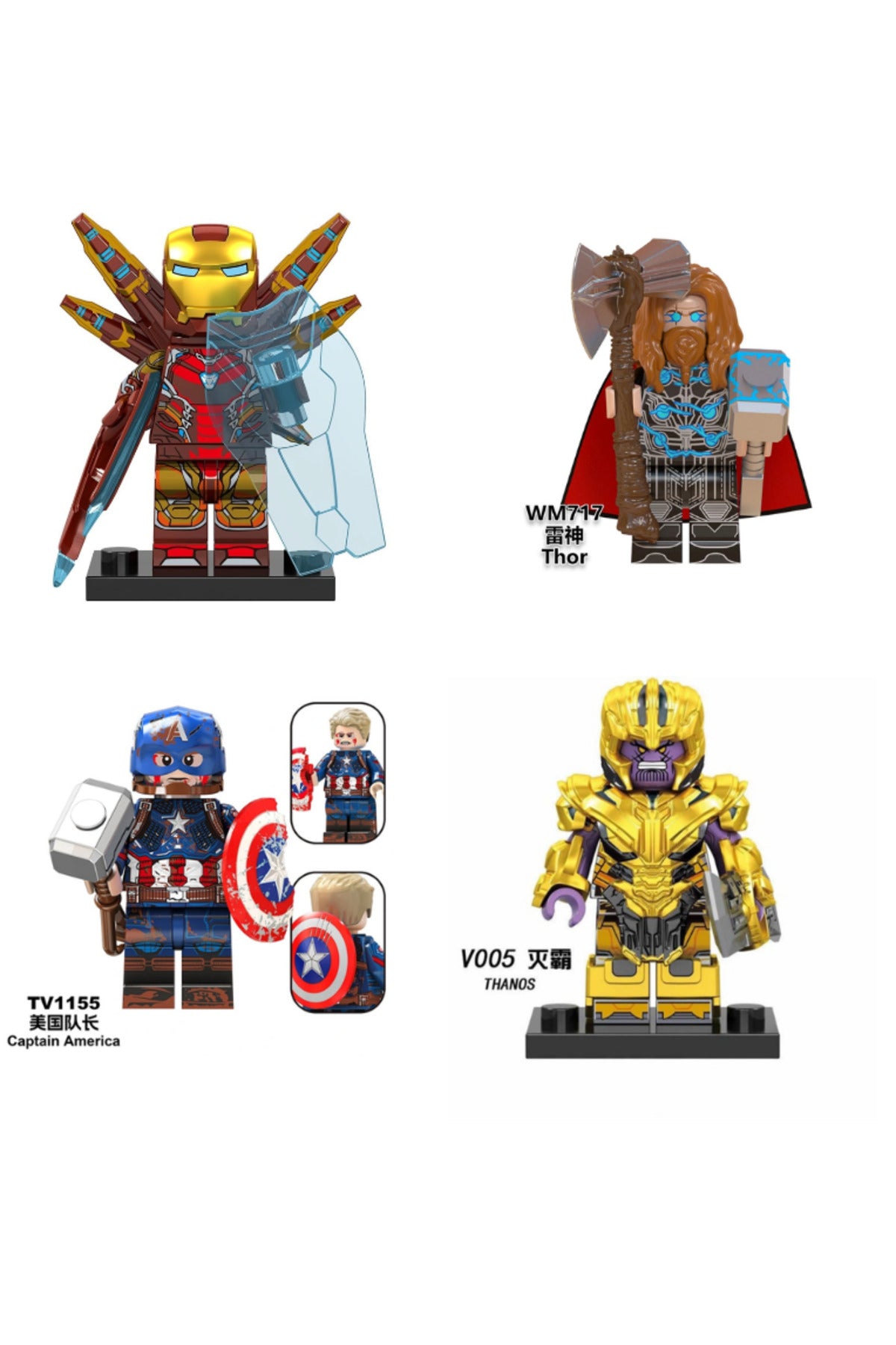 Iron Man Thanos Captan America Thor End Game Set Figür Yapı Blok Oyuncak(Custom Özel Tasarım)