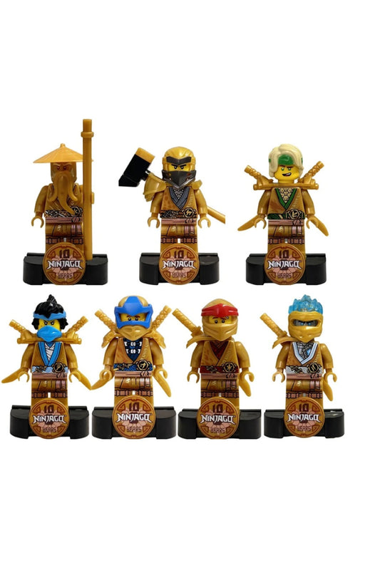 Ninja 10.Yıl Sensei Wu Lloyd Kai Zane Jay Cole Nya Altın Set Figür Yapı Blok Oyuncak(Custom Özel Tasarım)