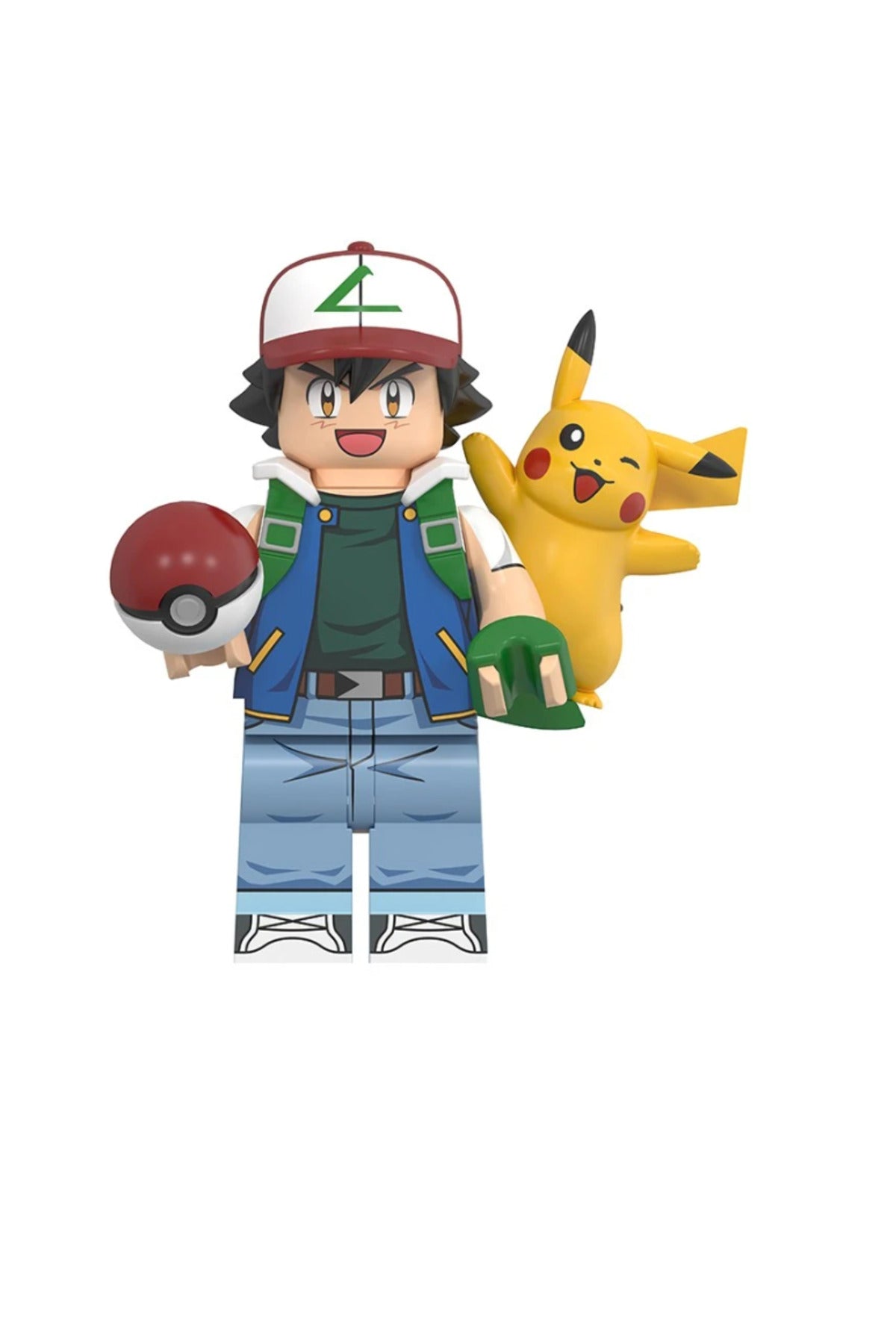 Pokemon Ash Ketchum ve Pikachu Pokeball Figür Yapı Blok Oyuncak(Custom Model)