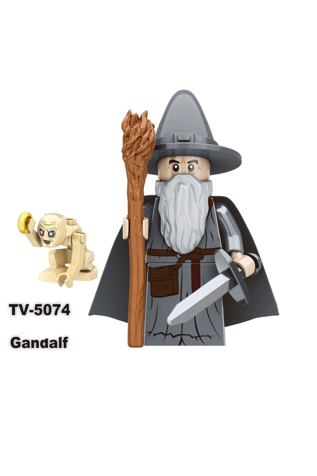 Gri Gandalf LOTR Yüzük Kardeşliği Figür Yapı Blok Oyuncak(Custom Özel Tasarım Minik Figürlü Paket)